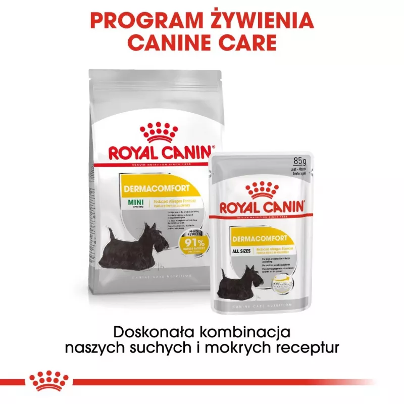 ROYAL CANIN Mini Dermacomfort - Comida seca para raças pequenas adultas com pele sensível e propensa a irritações - 3 kg