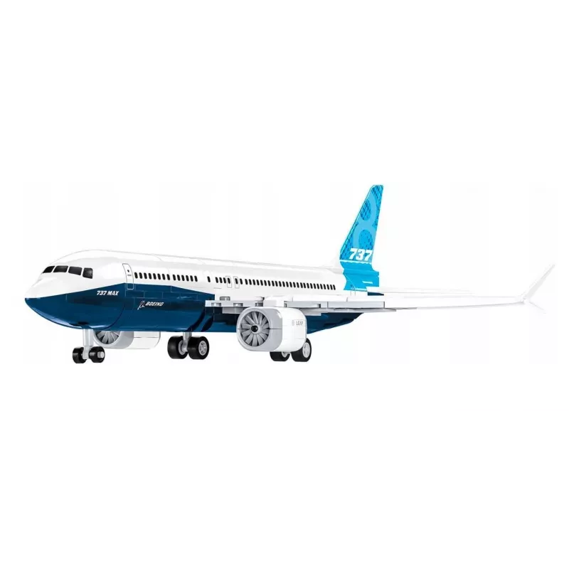 Conjunto de montagem Cobi Boeing 737-8 — 340 peças, idade recomendada 7+, azul e branco