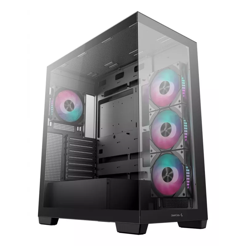 Caixa de PC DeepCool CG580 4F Midi Tower — ATX/ITX/MicroATX, vidro temperado, ventoinhas 3×120mm+1×120mm, 2×3,5 polegadas & 2×2,5 polegadas, USB-A×2 USB-C×1, preto
