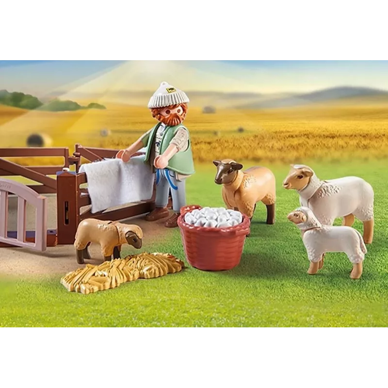Jogo de simulação de pastor com ovelhas Playmobil