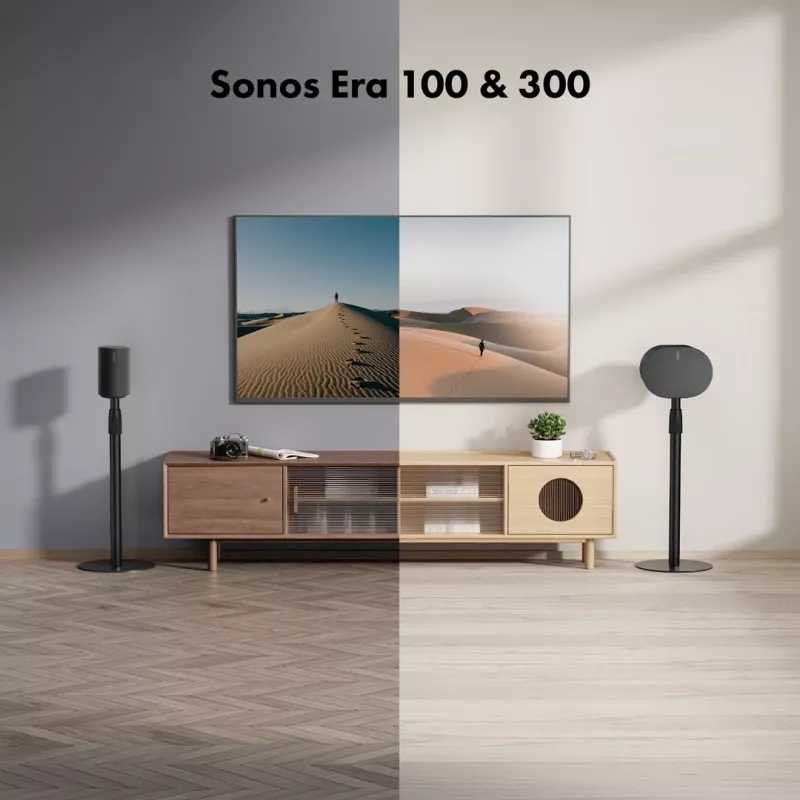 Suporte de chão MACLEAN MC-496 para Sonos Era 100 e 300, altura ajustável 682–1068 mm