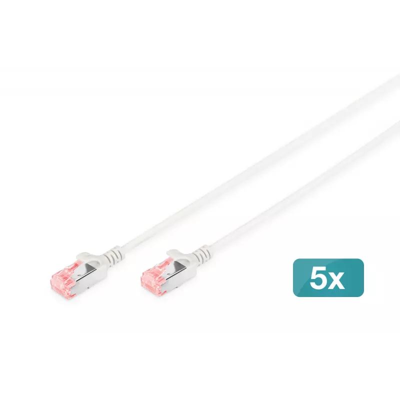 Digitus DK-1624-100S-5 Cabo de patch Slim CAT 6 U/FTP, 10 m, cinzento, pack de 5