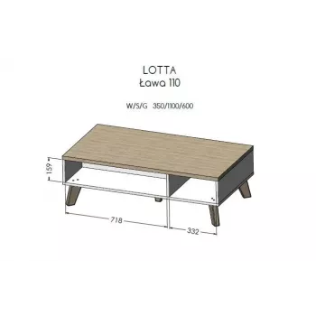 Mesa de centro Cama LOTTA 110 carvalho wotan/preto mate