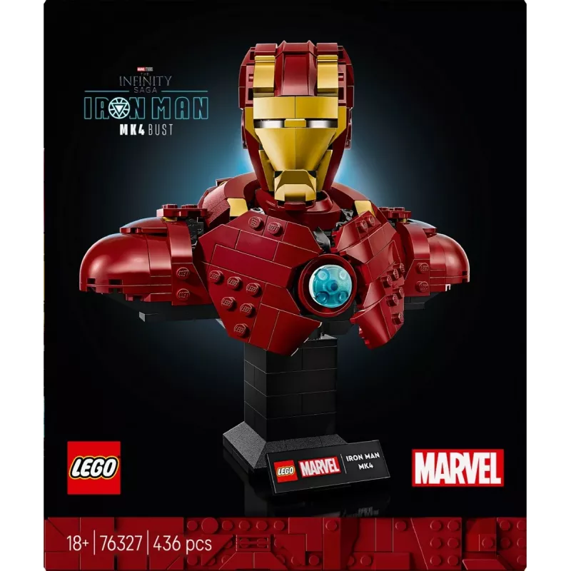 LEGO Conjunto de construção Marvel Super Heroes Iron Man MK4 Modelo 3D, 436 peças, inclui 1 minifigura, para 18+