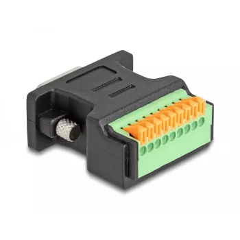 Adaptador DeLOCK D-Sub 9 macho para barra de terminais com botão de pressão