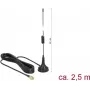 Delock 89613 antena exterior GSM/UMTS/LTE, ficha SMA, 2 dBi, omnidirecional, cabo de 2,5 m, preto
