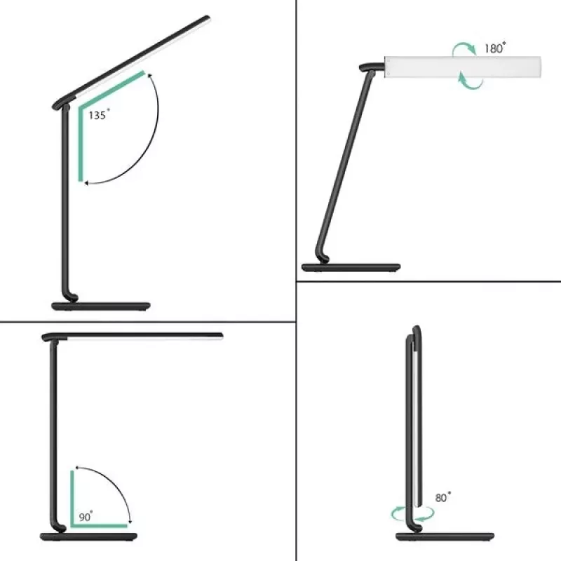 Candeeiro de secretária LED Aukey LT-T10 12W 3000–6500K — temperatura de cor ajustável, preto