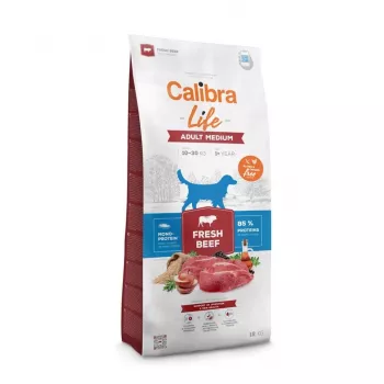Calibra Dog Life Adult Medium, carne de vaca fresca, ração seca para cães, 12 kg