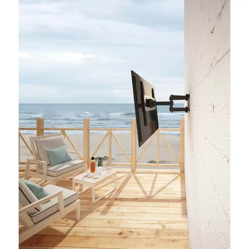Suporte de parede exterior Manhattan para televisores e monitores, totalmente articulado, para ecrãs de 37-65 polegadas, VESA 200x200-600x400 mm, até 50 kg, resistente às intempéries, preto