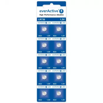 Pilha botão alcalina descartável everActive EVAG3 LR41 1,5 V – pack de 10