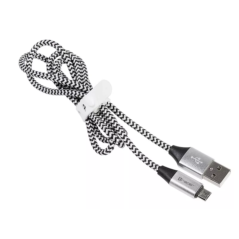 Cabo USB Tracer TRAKBK46928 1m USB A Micro-USB B preto prateado