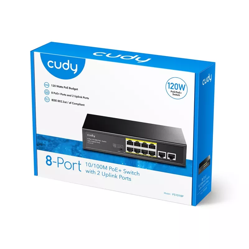 Cudy FS1010P Switch de rede Fast Ethernet (10/100) Power over Ethernet (PoE) preto