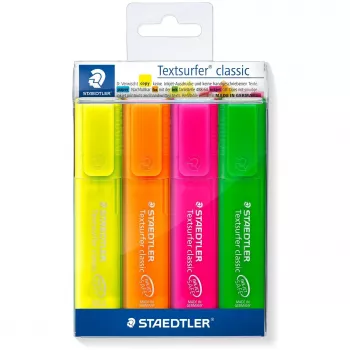 Marcador Staedtler 364 P WP4 ponta biselada verde laranja rosa amarelo
