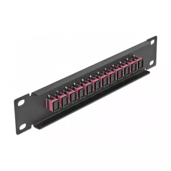 Patch panel de fibra ótica DeLOCK 10 polegadas 12 portas SC simplex violeta 1U preto