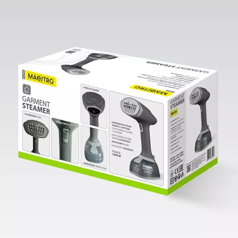 Alisador a vapor Maestro MR-358 1600W, alisador a vapor de mão portátil para vaporização vertical