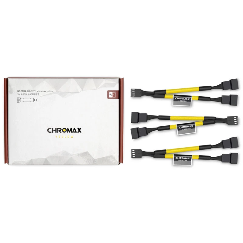 Noctua NA-SYC1 CHROMAX.YELLOW - extensão de cabo - amarelo - fêmea - fêmea - 115 mm - 3 unid. (NA-SYC1.yellow)