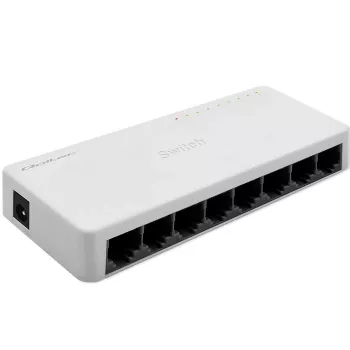 Switch de rede QOLTEC 52246 — 8 portas RJ45, 100 Mbps