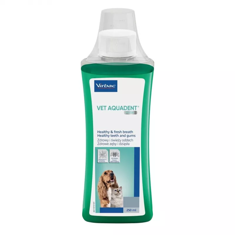 Solução de higiene oral VIRBAC VET AQUADENT 250 ml para animais de estimação