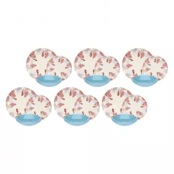 Serviço de mesa Rose&Tulipani R18400TA18 para 6 pessoas, conjunto de porcelana de 18 peças