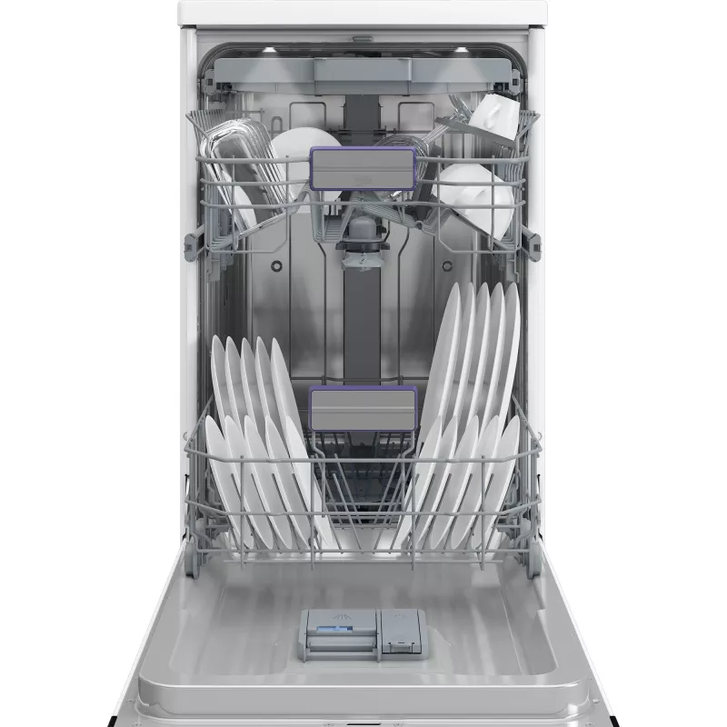 Máquina de lavar loiça de instalação livre BEKO BDFS26120WQ, classe de eficiência energética E, largura 45 cm, 6 programas, motor inverter, terceira gaveta, branco