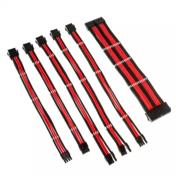 Kit de extensão de cabos entrançados Kolink Core Adept – 20+4pin, 8pin, 4+4pin, 3×6+2pin; comprimentos 300–350 mm; revestimento PET; condutor de cobre