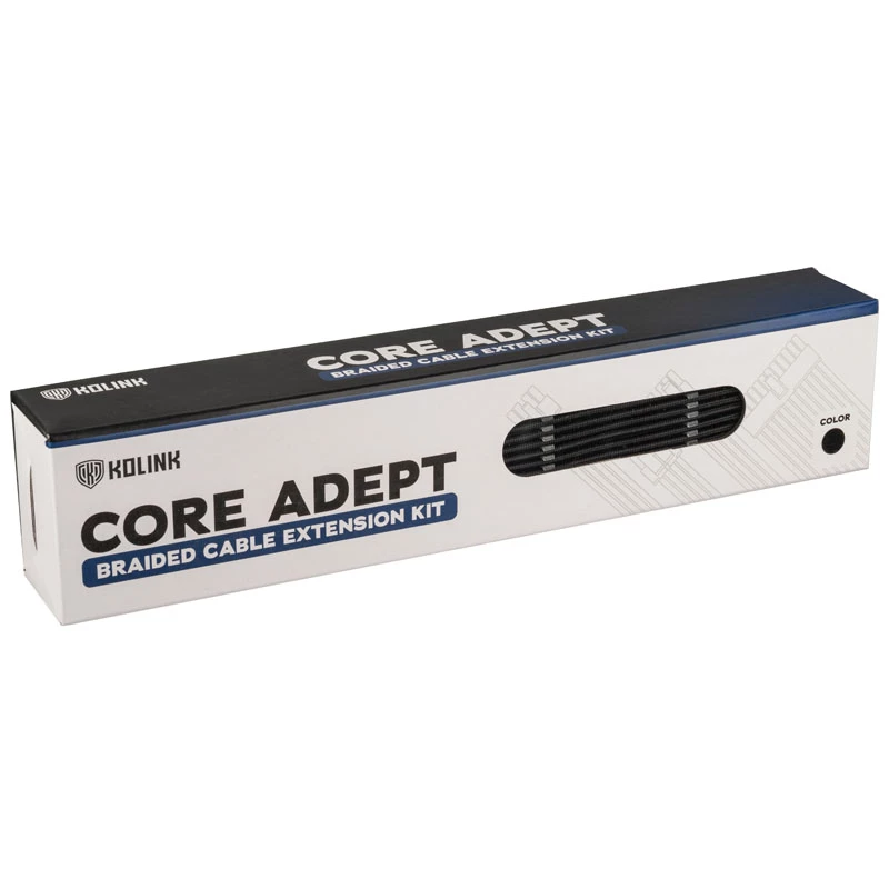 Conjunto de extensão de cabos com trança Kolink Core Adept - preto