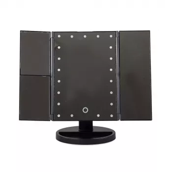 Extralink Espelho de maquilhagem, ampliador, preto, dobrável, com iluminação de fundo, com base