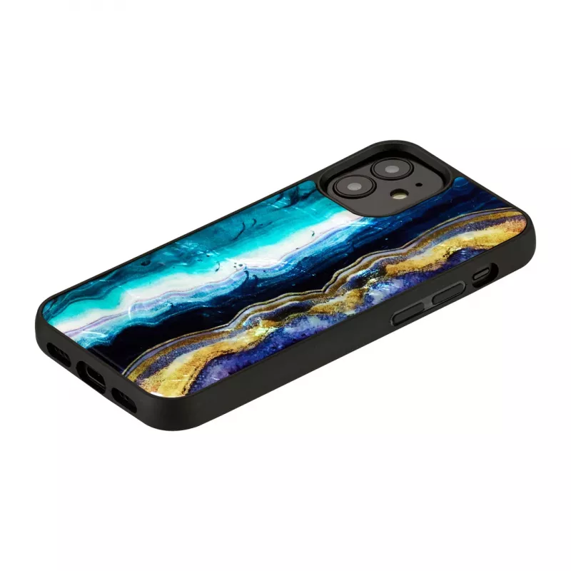 Capa de proteção iKins para Apple iPhone 12 mini — padrão de ágata roxa