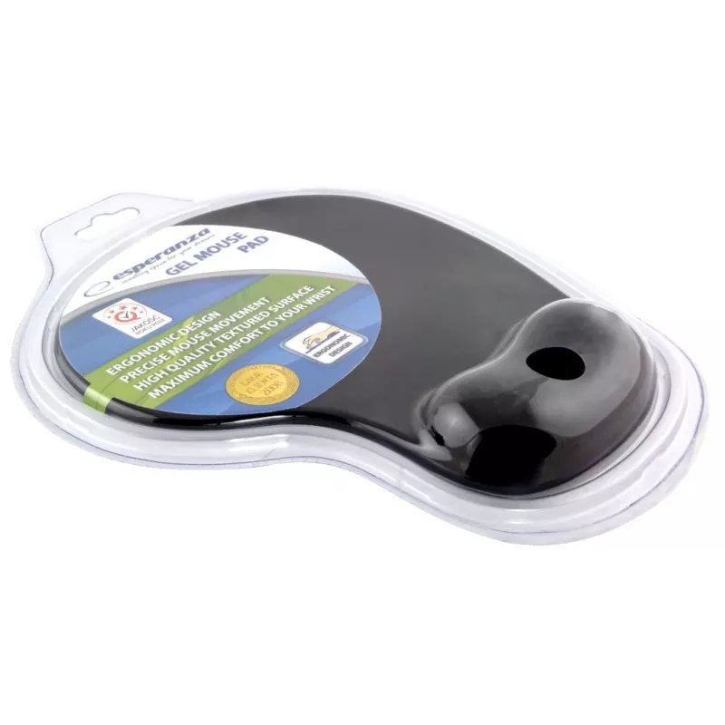 Tapete de rato ESPERANZA EA137K, preto, com apoio de gel para o pulso, base antiderrapante, utilização universal