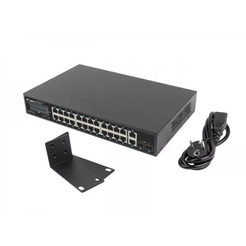 Switch não gerido LANBERG RSGE-24P-2GE-2S-360 com 24 portas Ethernet RJ-45