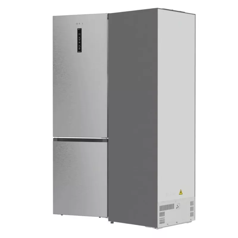 Gorenje NRB620E61X4WFE frigorífico combinado, de instalação livre, NoFrost, 413 l (283 l frigorífico + 130 l congelador inferior), ecrã eletrónico, iluminação LED, classe energética E, aço inoxidável