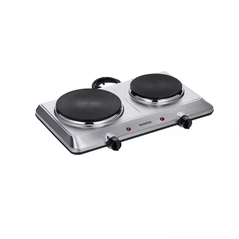 Placa de cozinha de mesa Severin DK 1014 com placa fechada 2 zonas controlo por botão rotativo