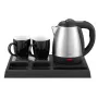 Adler AD 1354 chaleira de hotel em aço inoxidável 1,2 L + tabuleiro com chávenas preto, aço