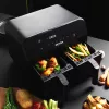 Fritadeira de ar quente Petra PT4750BLKVDEEU7, câmara dupla, capacidade 3,7 L, preta