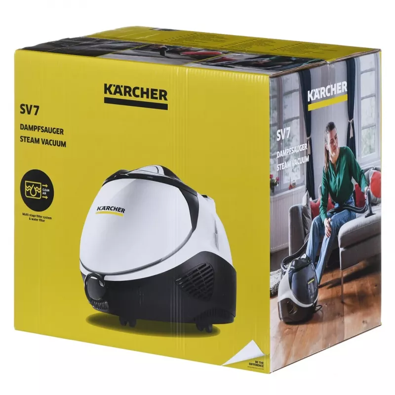 SV 7, limpa-vidros a vapor cilíndrico, 0,5 l, preto, cinzento, branco, botões, fixo, 50 cm