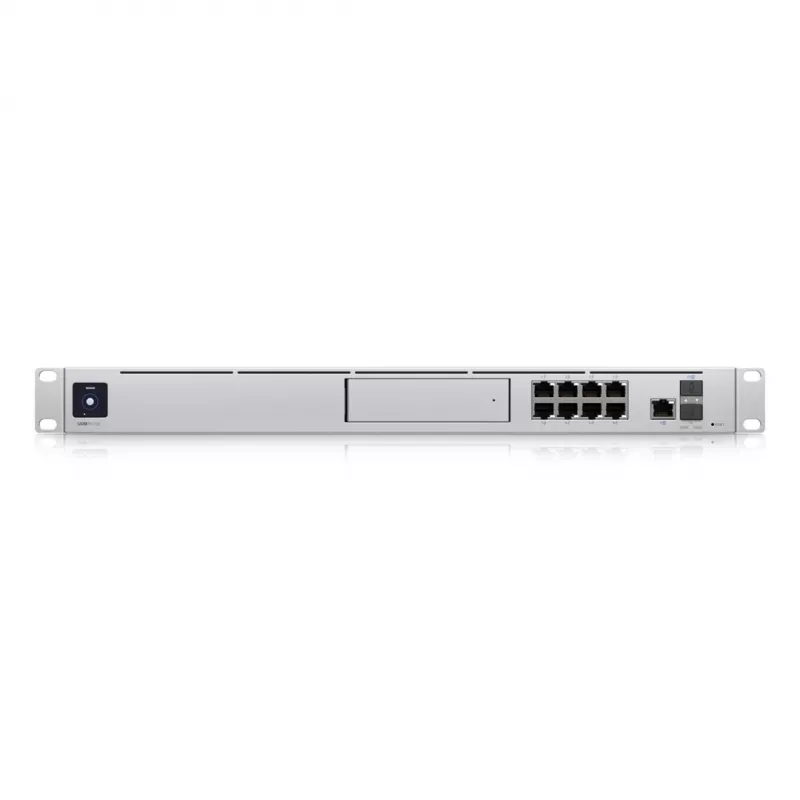 Gateway Ubiquiti UDM-SE UniFi Dream Machine Special Edition, rack 1U, 8x RJ-45 PoE, WAN 2,5GbE + 10G SFP+, CPU de 1,7 GHz, 4 GB DDR4, SSD de 128 GB, baia para HDD de 3,5", ecrã tátil de 1,3"