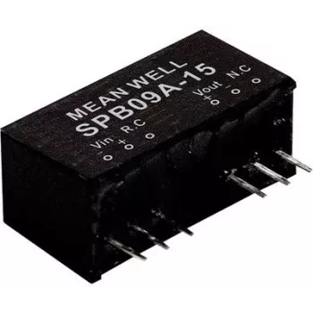Fonte de alimentação/conversor Mean Well SPB09C-12, entrada 36–75 V, saída 12 V, 9 W, RoHS, 24 mm de profundidade