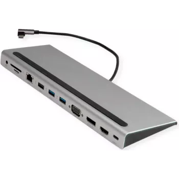 Estação de acoplamento multiporta VALUE USB 3.2 Gen 2 Type-C, 4K HDMI/DP, VGA, USB, leitor de cartões, PD, LAN, áudio (12.99.1117)