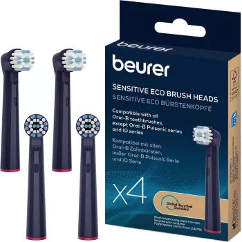 Beurer TB Sensitive Eco Green Planet cabeças de escova, azul-escuro, pack de 4