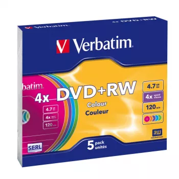 VERBATIM 43297 Verbatim DVD+RW slim Jewel Case 5 4.7GB 4x cor