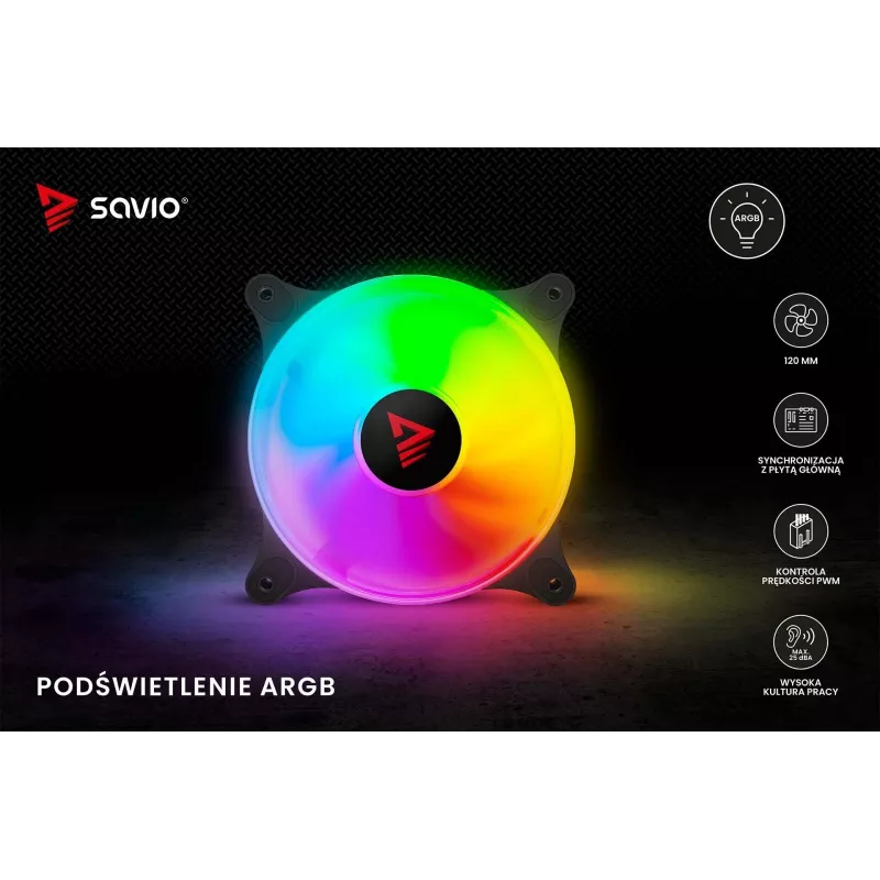 Ventoinha de caixa SAVIO Blast 120mm ARGB PWM - Preto