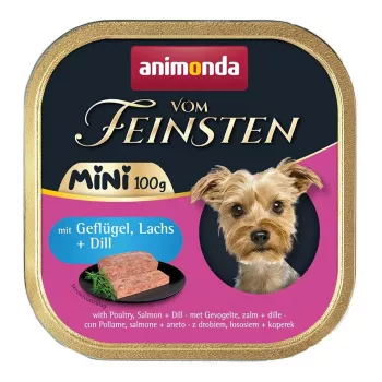 Comida húmida para cães animonda Vom Feinsten endro aves & salmão 100 g taça, sem cereais, raças pequenas adultas