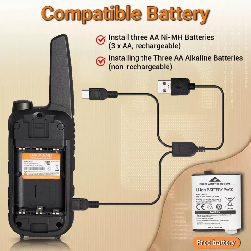 Walkie-talkie Baofeng BF-T25E laranja, 2 unid.