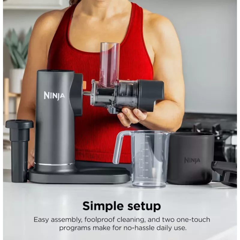 NINJA Cold Press Juicer | Neverclog JC151EU | tipo extrator de sumo a frio | cinzento | 150 W | número de velocidades 1