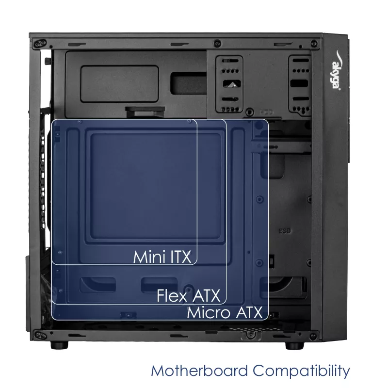Akyga AK19BK caixa de PC micro-torre, Micro-ATX / Mini-ITX, USB-C + USB 3.0 + 2x USB 2.0, sem fonte de alimentação, preto