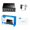 Switch de Rede Cudy GS105 — 5 Portas Gigabit Ethernet (10/100/1000), Preto, Fonte de Alimentação 5 V DC Incluída