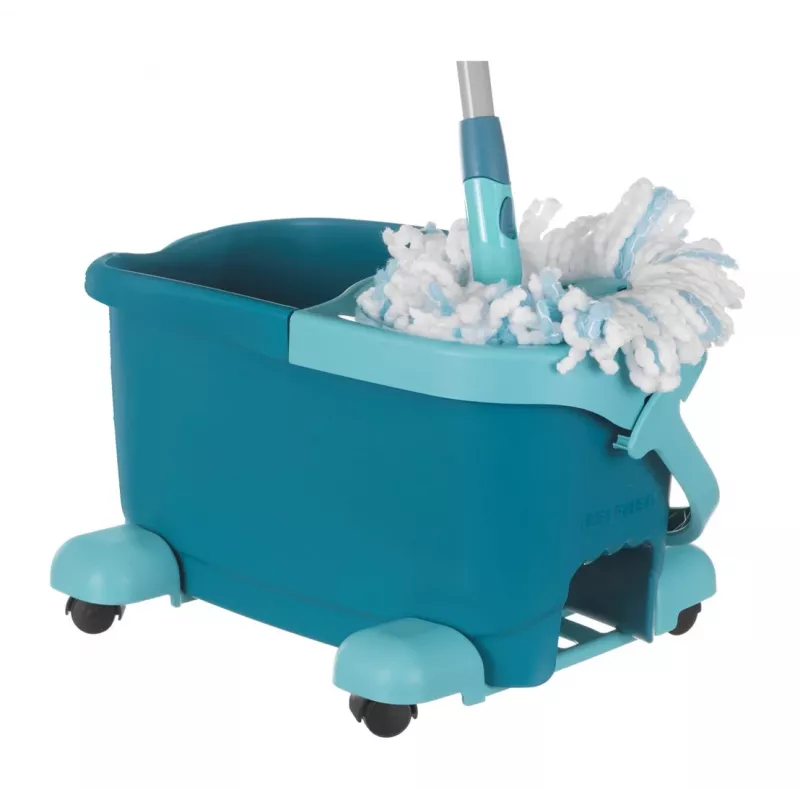 Sistema de limpeza Leifheit Clean Twist Mop Ergo mobil, depósito único, azul, com mopa e rodas direcionais