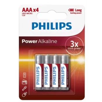 Pilhas Philips Power Alkaline AAA, pack de 4