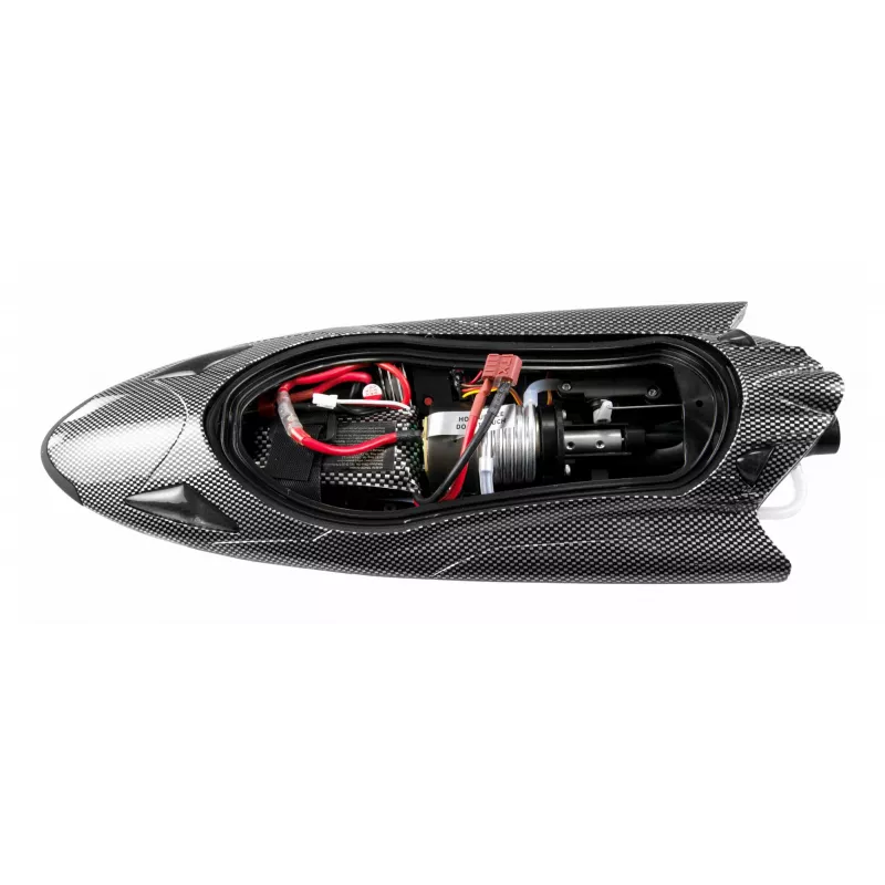 Lancheira rápida radiocomandada Amewi Stingray Jet Drive 335mm RTR, aspeto carbono
