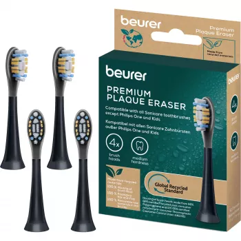 Cabeças de escova Beurer SC Premium Plaque Eraser Green Planet, preto, pack de 4